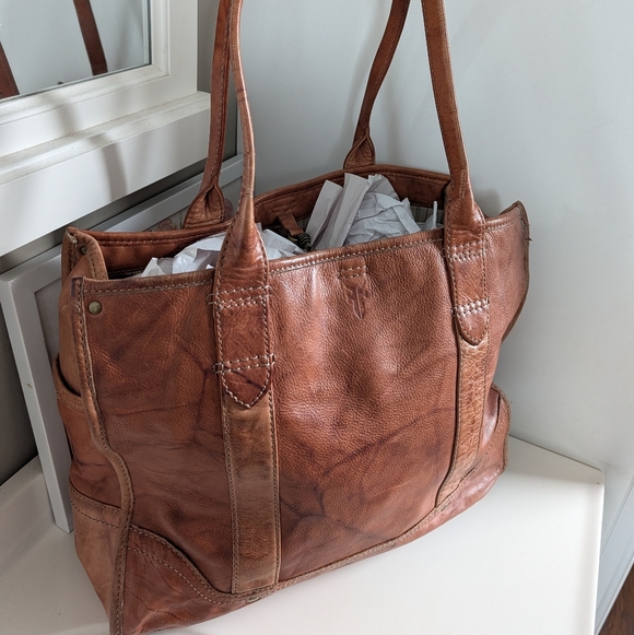 🥰 Vintage Frye Campus Genuine Distressed Leather Oversized Shoulder Tote Bag - Picture 10 of 16